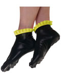 Schwarze Latex Socken mit gelben Rschen