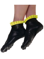Latex Socks Black With Yellow Frills