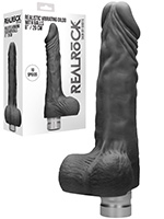RealRock - Vibrierender Dildo mit Hoden 8 inch - Schwarz