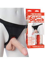 Vac-U-Lock Set - Vibro 6 inch Realistic Cock natural + Harness