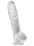 Slim Dildo with Balls and Suction Cup Clear - Large